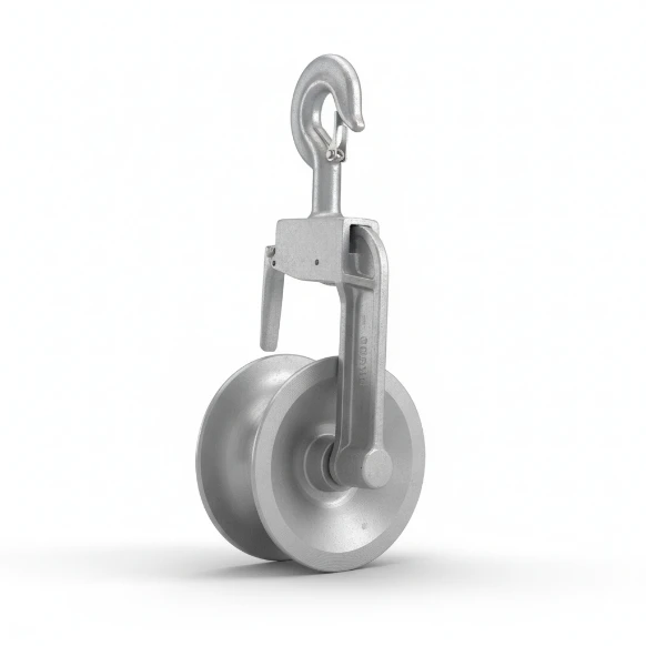 Heavy-Duty Power Cable Pulley with Hook